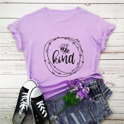 M-5XL Women Round Collar Short-sleeve Letter Print Cotton T-shirt