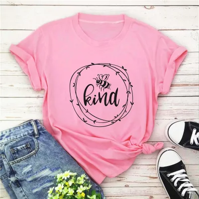 M-5XL Women Round Collar Short-sleeve Letter Print Cotton T-shirt