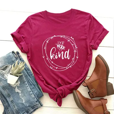 M-5XL Women Round Collar Short-sleeve Letter Print Cotton T-shirt