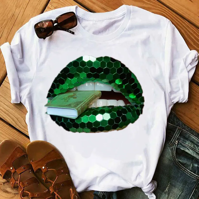 S-3XL Women Lip Printed Round Neck T-Shirt Urban Leisure