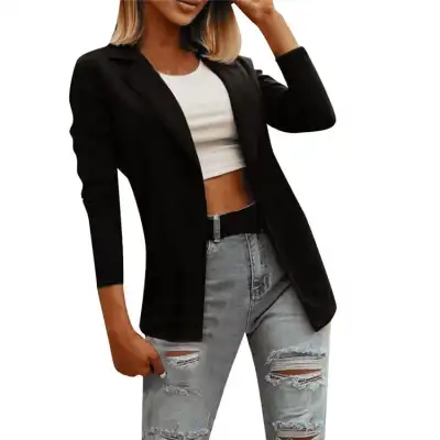 S-XL Women Fashion Solid Color Lapel Blazer Urban Leisure