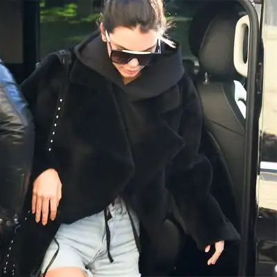 S-3XL Women Lapel Solid Color Faux Fur Overcoat