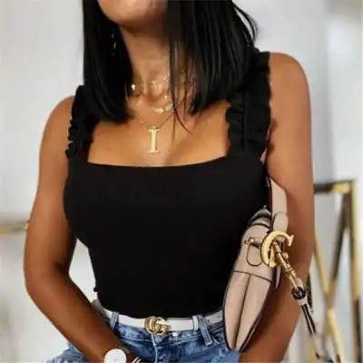 S-XL Women Stringy Selvedge Strap Tank Top