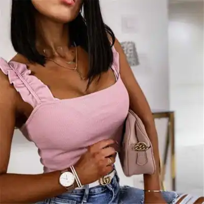 S-XL Women Stringy Selvedge Strap Tank Top