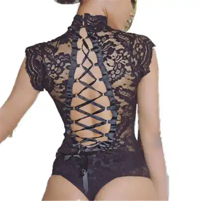 S-XL Women Sexy Lace Backless Sleeveless Mesh Bodysuit