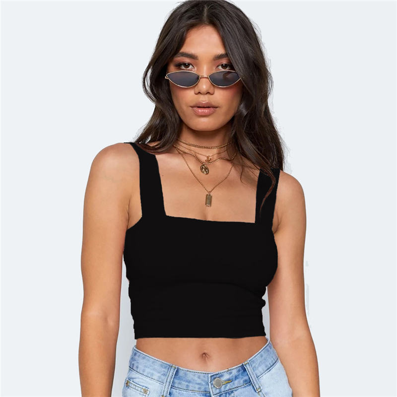Wholesale XS-L Women Sexy Solid Color Exposed Cropped Tank Tops Wholesale XS-L Women Sexy Solid Color Exposed Cropped Tank Tops