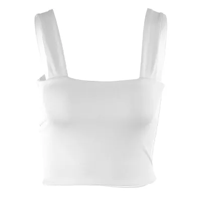 XS-L Women Sexy Solid Color Exposed Cropped Tank Top