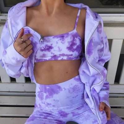 S-3XL Women's Tie-dye Loose Zipper Hooded Jacket