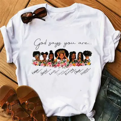 S-4XL Women Cartoon Girl Printing T-shirt Urban Leisure Loose Fit