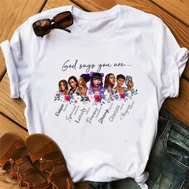 S-4XL Women Cartoon Girl Printing T-shirt Urban Leisure Loose Fit