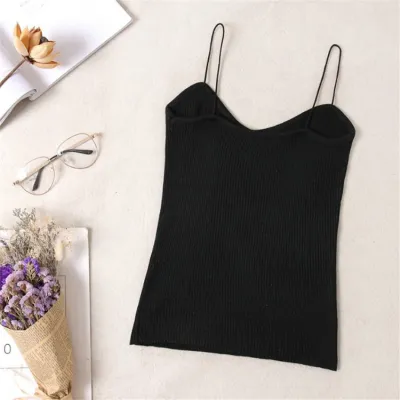 Women Spaghetti Strap Knitted Tank Top