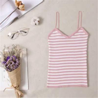 Women Spaghetti Strap Knitted Tank Top
