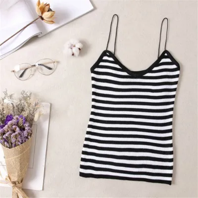 Women Spaghetti Strap Knitted Tank Top