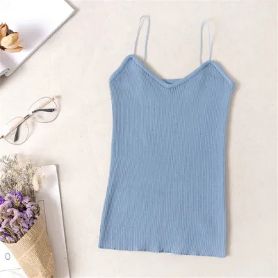 Women Spaghetti Strap Knitted Tank Top