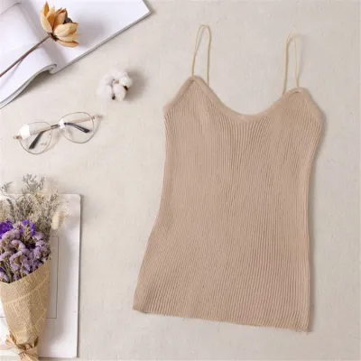 Women Spaghetti Strap Knitted Tank Top