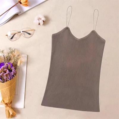 Women Spaghetti Strap Knitted Tank Top