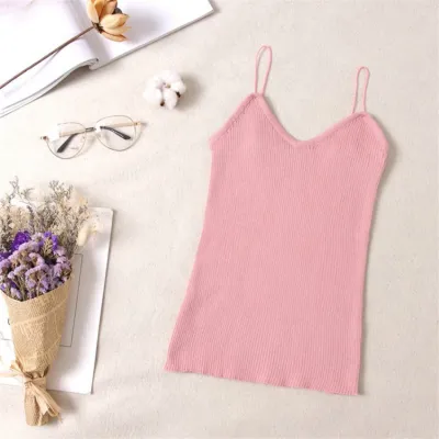 Women Spaghetti Strap Knitted Tank Top
