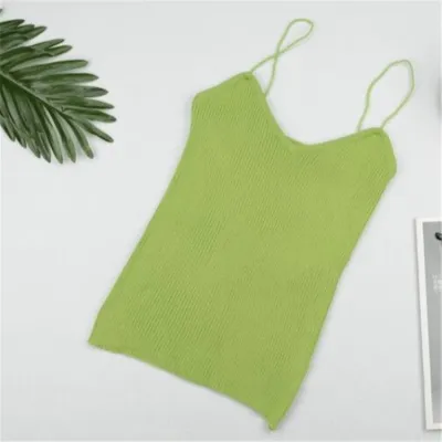 Women Spaghetti Strap Knitted Tank Top