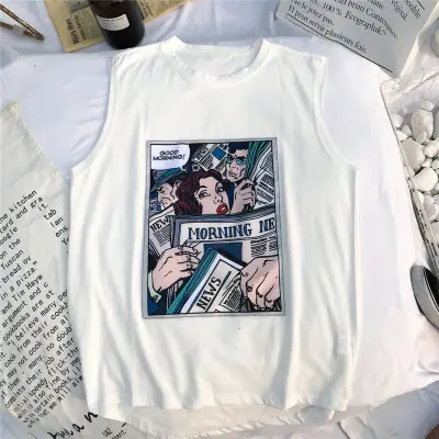 M-2XL Fashion High Street Graphic Printed Sleeveless Tank Top