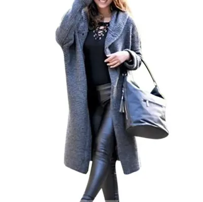 S-5XL Women Plus Size Casual Loose Knitting Hooded Coat
