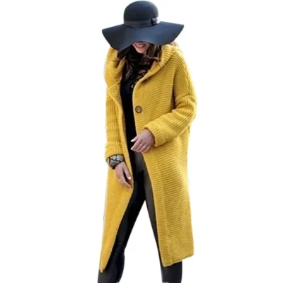 S-5XL Women Plus Size Casual Loose Knitting Hooded Coat