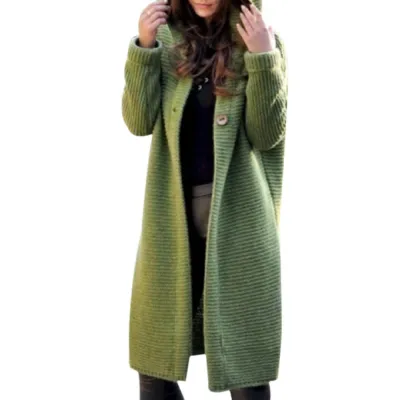 S-5XL Women Plus Size Casual Loose Knitting Hooded Coat