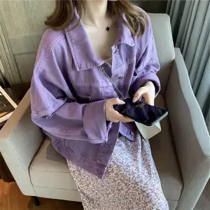 S-2XL Women Casual Loose Single-breasted Denim Jacket