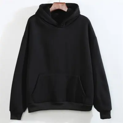 M-3XL Women Casual Solid Color Pocket Hoodie