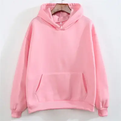 M-3XL Women Casual Solid Color Pocket Hoodie