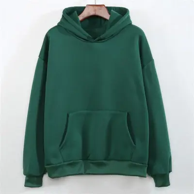 M-3XL Women Casual Solid Color Pocket Hoodie