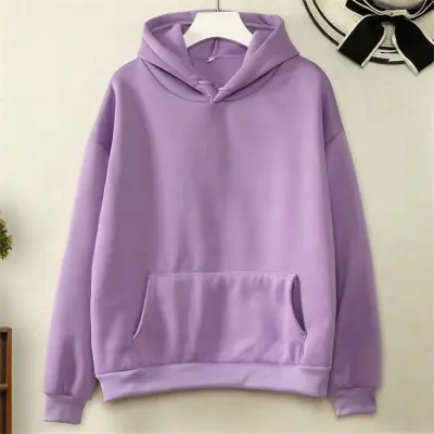 M-3XL Women Casual Solid Color Pocket Hoodie
