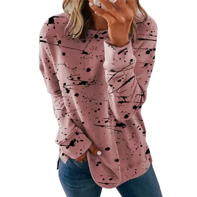 S-5XL Women Graffiti Printed Long Sleeve Top Urban Leisure
