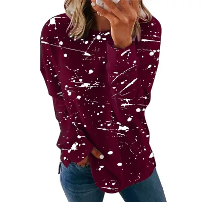 S-5XL Women Graffiti Printed Long Sleeve Top Urban Leisure