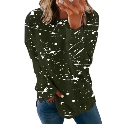 S-5XL Women Graffiti Printed Long Sleeve Top Urban Leisure