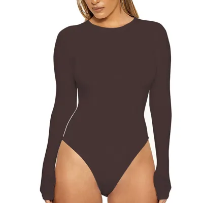 S-XL Women Casual Solid Color Bodycon Bodysuit Urban Leisure