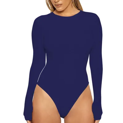 S-XL Women Casual Solid Color Bodycon Bodysuit Urban Leisure