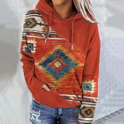 S-5XL Women Casual Graphic Print Hoodie