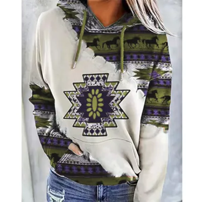 S-5XL Women Casual Graphic Print Hoodie