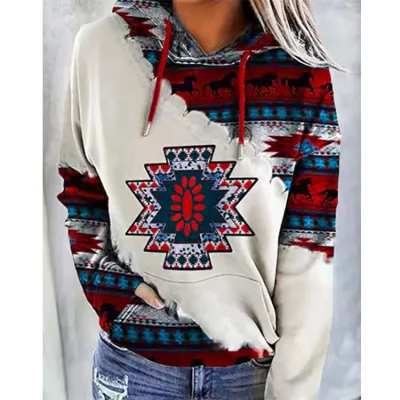 S-5XL Women Casual Graphic Print Hoodie