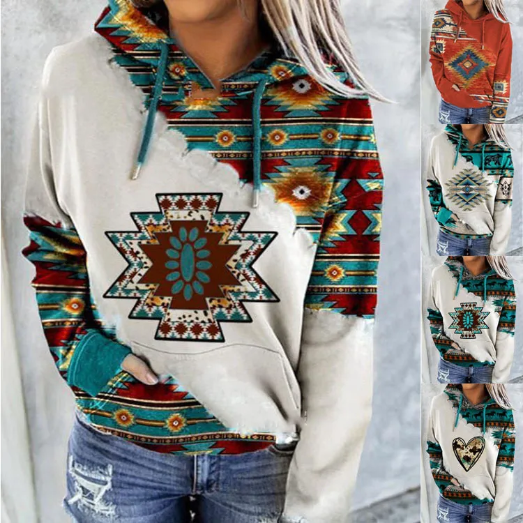 S-5XL Women Casual Graphic Print Hoodie
