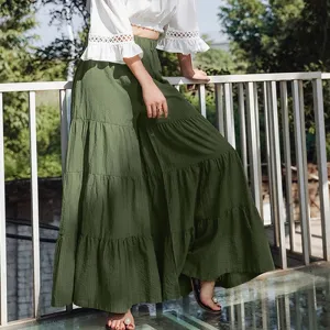 S-2XL Women Fashion Solid Color Loose Wide Leg Culottes Trousers