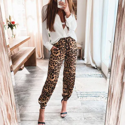 S-3XL Women Fashion Leopard Print Jogger Pants Street Hipster Style