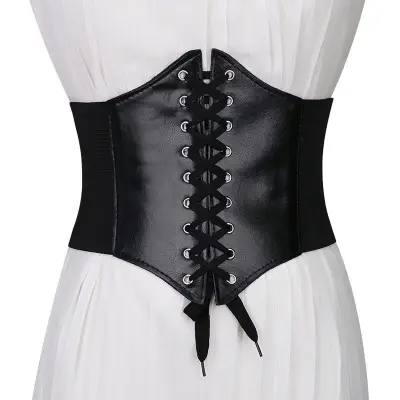 Women Fashion Solid Color PU Leather Shapewear Belt