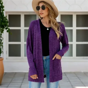 Women Casual Long Sleeve Pocket Knitted Cardigan Coat