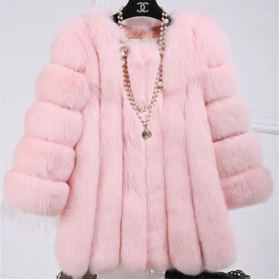 S-4XL Women's Fashion Faux Fur Patchwork Coats for OL Commuting