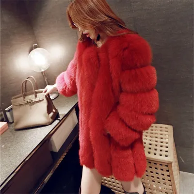 S-4XL Women's Fashion Faux Fur Patchwork Coats for OL Commuting