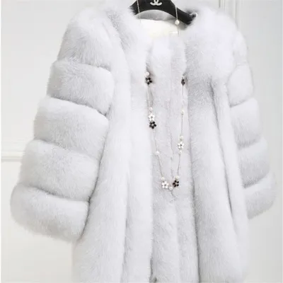 S-4XL Women's Fashion Faux Fur Patchwork Coats for OL Commuting