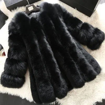 S-4XL Women's Fashion Faux Fur Patchwork Coats for OL Commuting