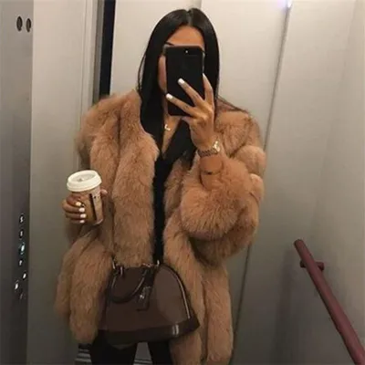 S-4XL Women's Fashion Faux Fur Patchwork Coats for OL Commuting