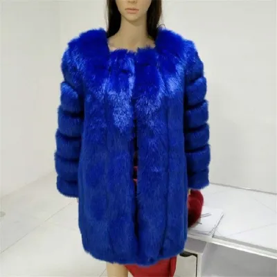 S-4XL Women's Fashion Faux Fur Patchwork Coats for OL Commuting